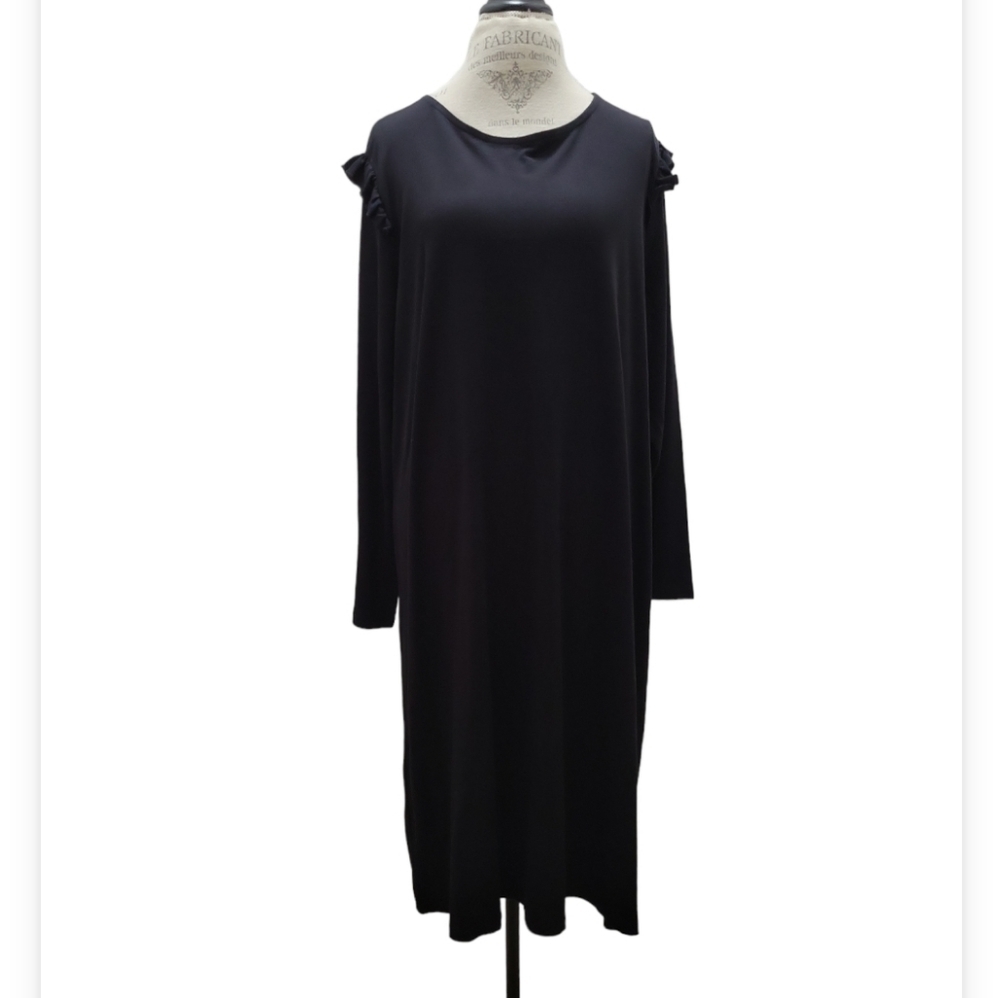 Old Navy Black Knit Ruffle Cap Long Sleeve Dress Size 3X NWT
